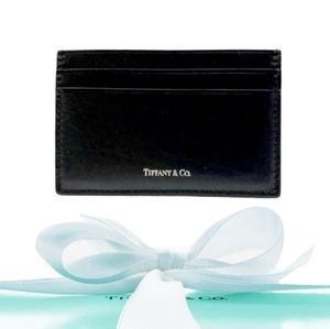 BNIB Rare Brand New! Tiffany & Co. Calfskin Leather Logo Card Holder Case Unisex
